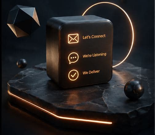 3D Stone and Glowing Cube Graphic